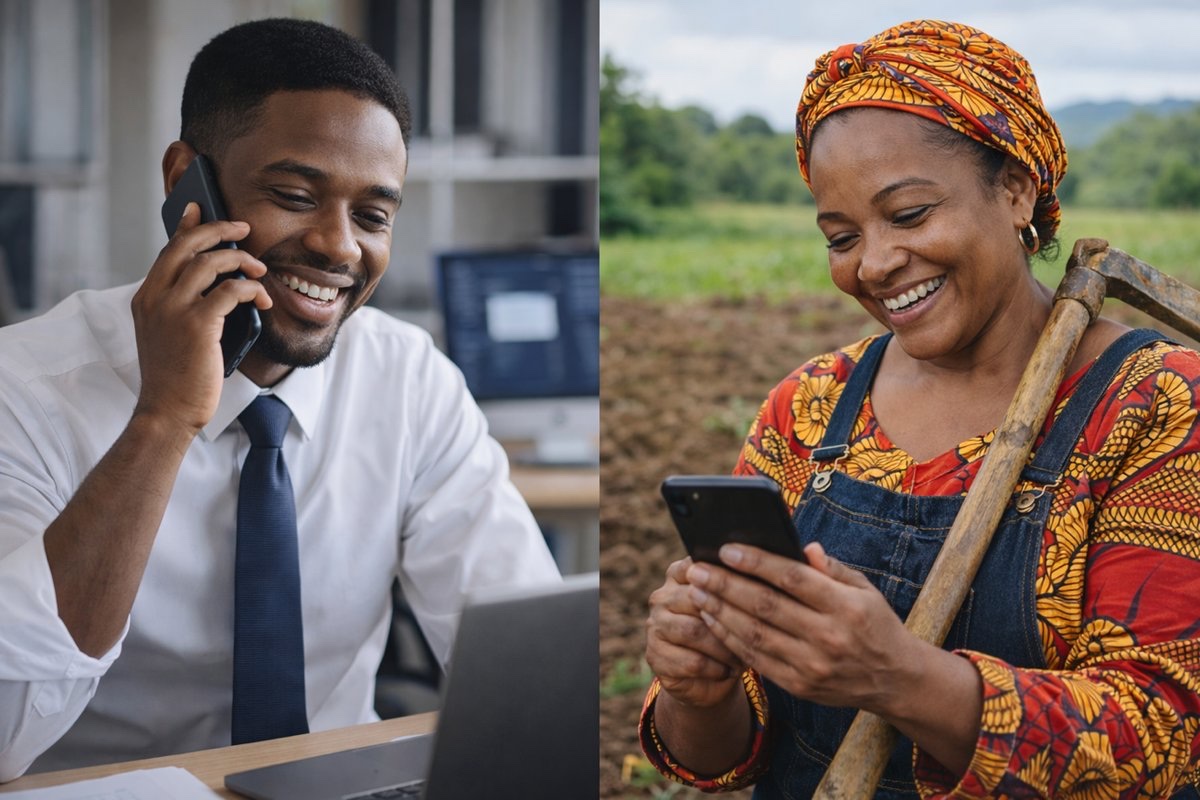 Famille congolaise utilisant MbokaSend pour envoyer et recevoir de l'argent entre les États-Unis et la RDC